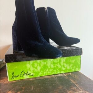 Sam Edelman Women's Blue Velvet Ankle Boots